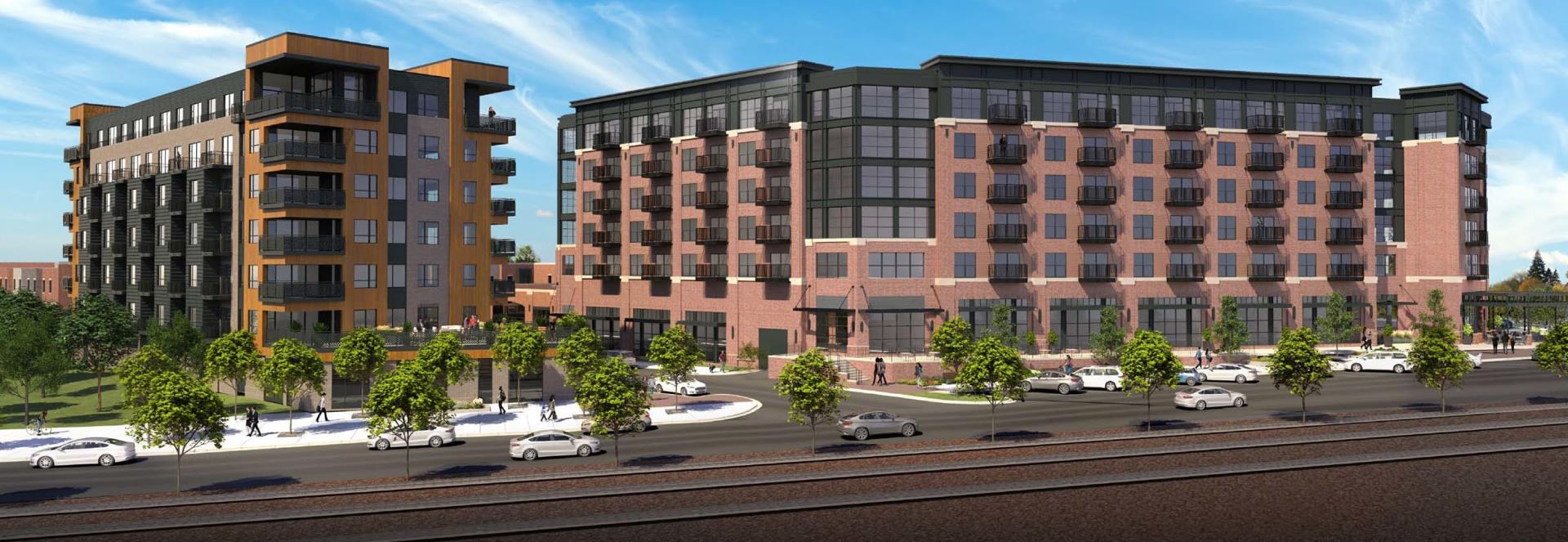 A new hotel building design at the corner of a street