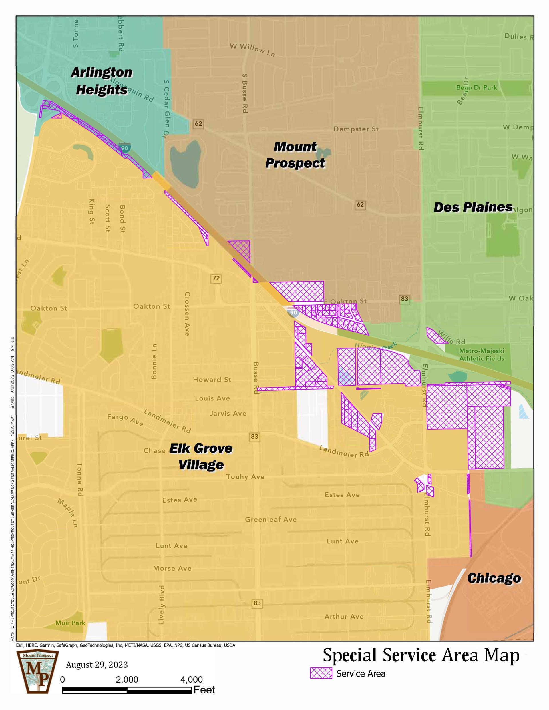 Map of the special service area in Chicago